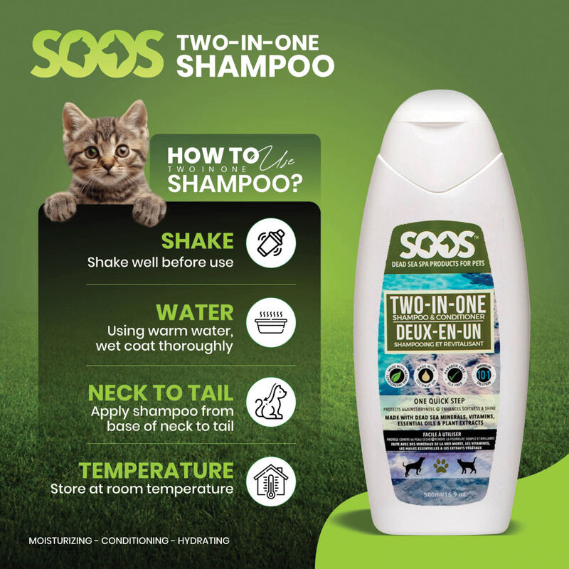 Soos Pets, Two-In-One Pet Shampoo & Conditioner - 500ML image number null